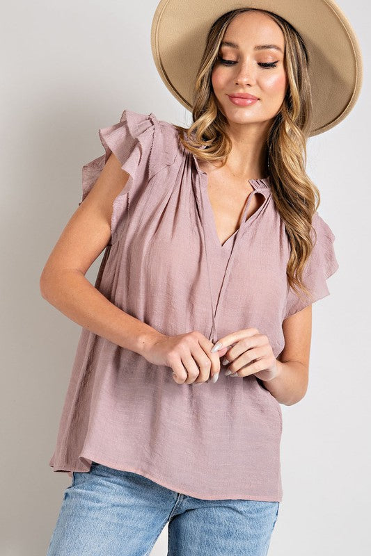 Tiered Ruffle Sleeve Blouse