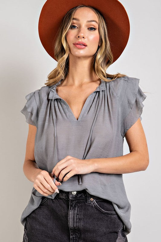 Tiered Ruffle Sleeve Blouse