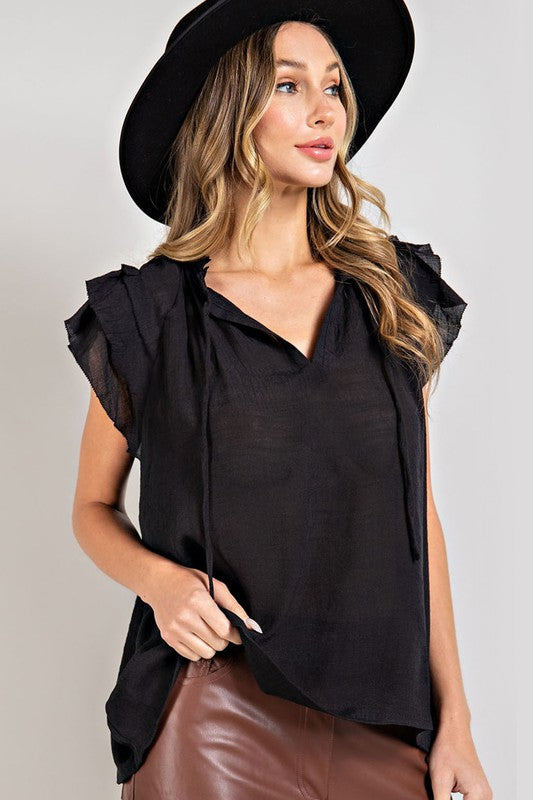 Tiered Ruffle Sleeve Blouse