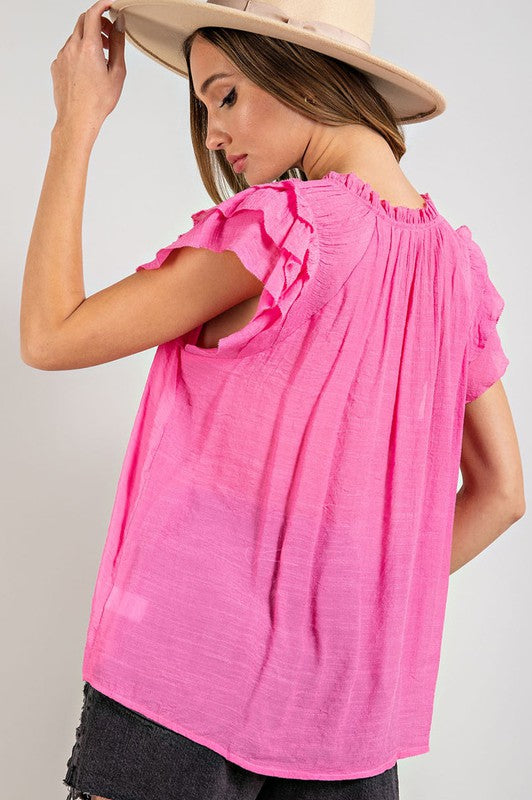 Tiered Ruffle Sleeve Blouse