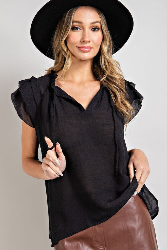 Tiered Ruffle Sleeve Blouse