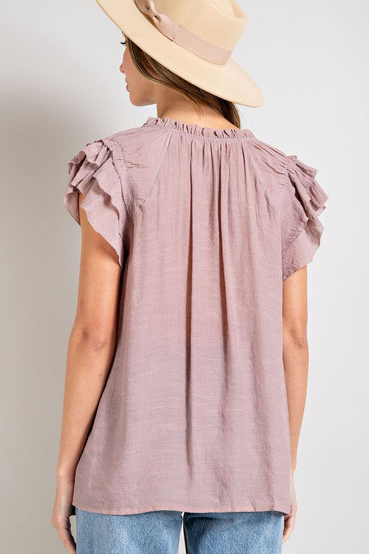 Tiered Ruffle Sleeve Blouse