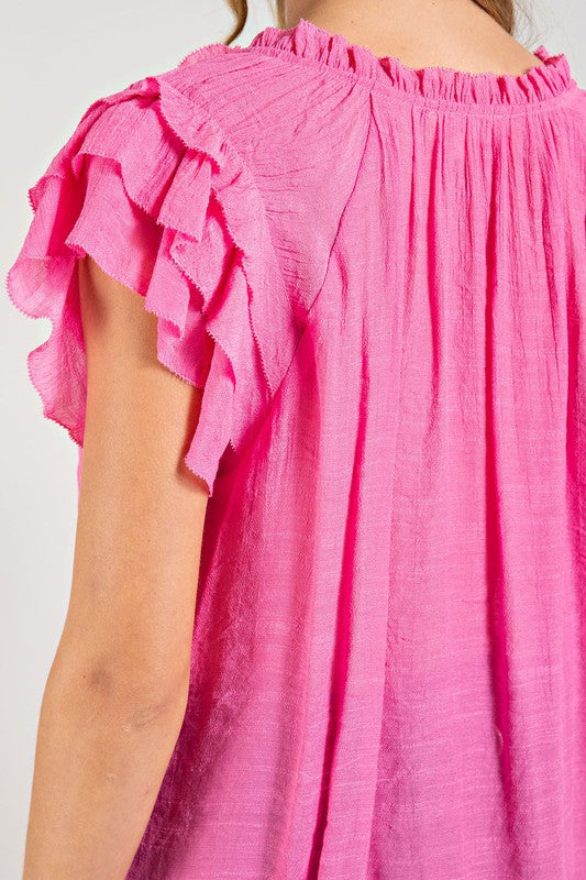 Tiered Ruffle Sleeve Blouse