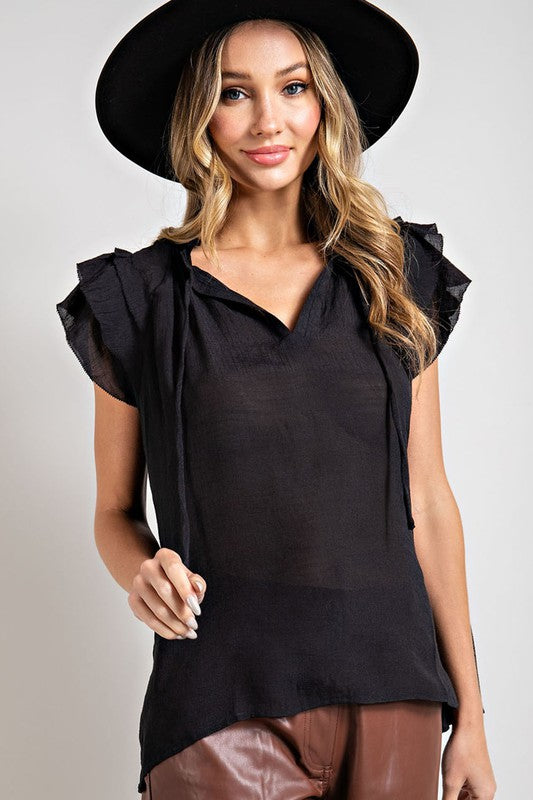 Tiered Ruffle Sleeve Blouse