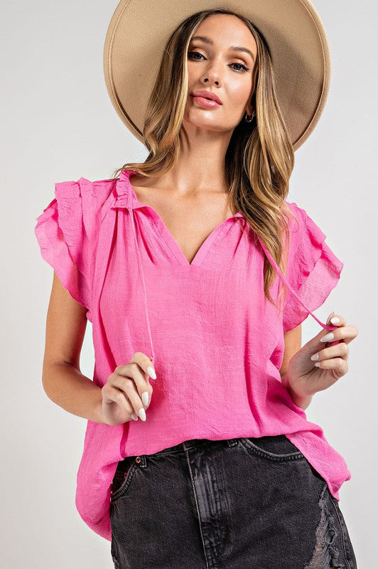 Tiered Ruffle Sleeve Blouse