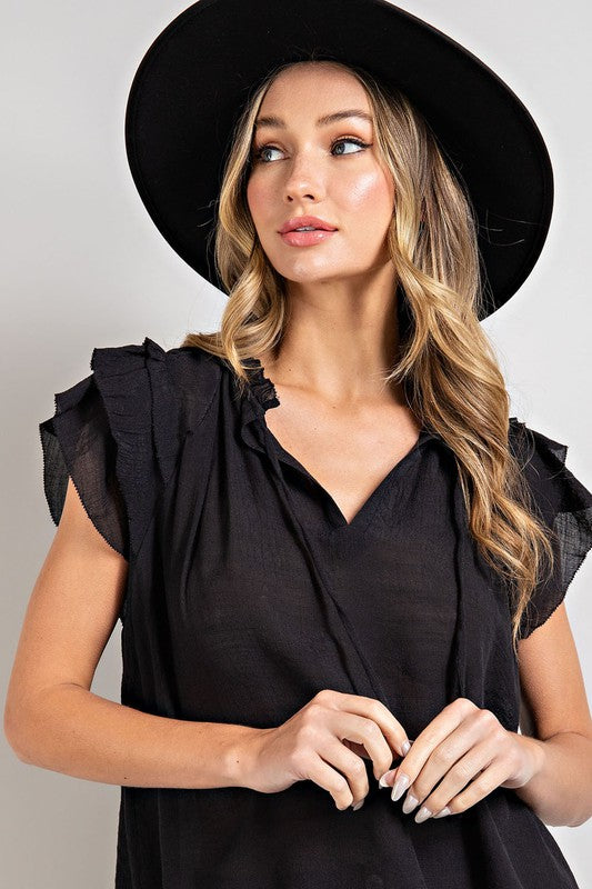 Tiered Ruffle Sleeve Blouse