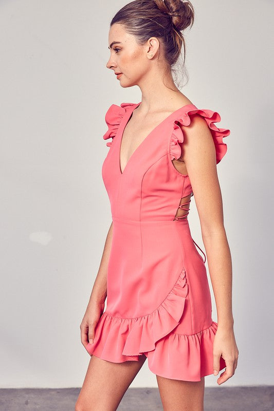 V-neck Ruffle Dress