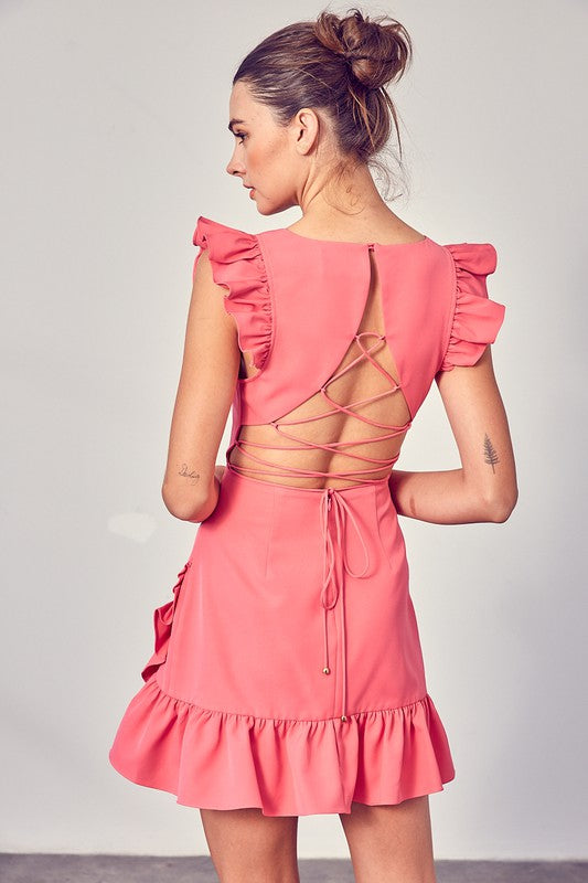 V-neck Ruffle Dress