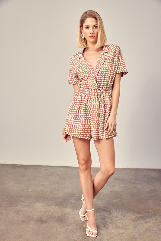 Polka Dot V-neck Romper