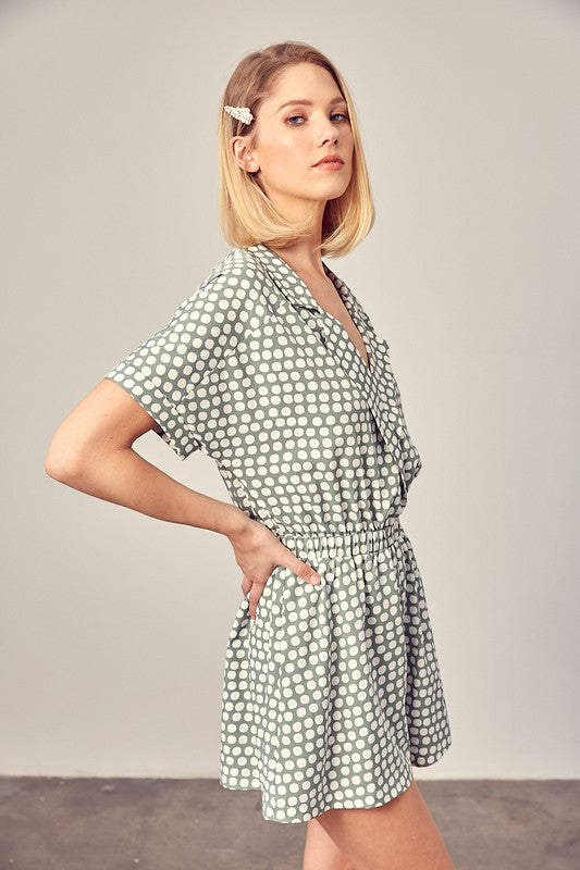 Polka Dot V-neck Romper