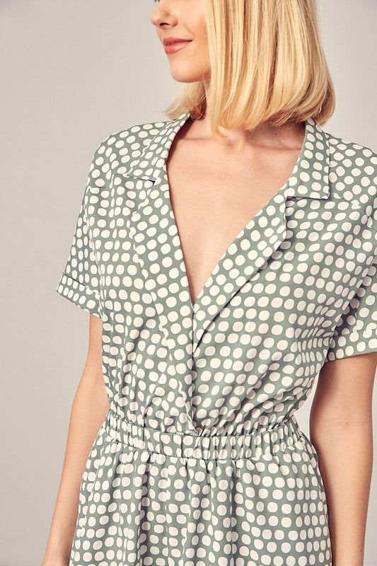 Polka Dot V-neck Romper