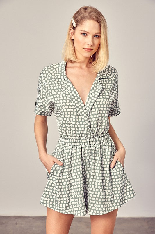 Polka Dot V-neck Romper