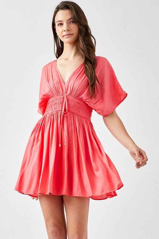 Smocked Waist With Tassel Strap Dress