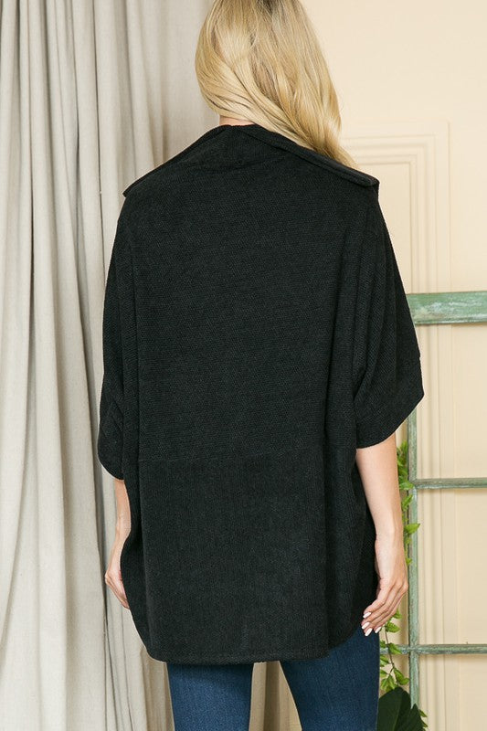 Textured Shawl Collared Sweater Cardigan