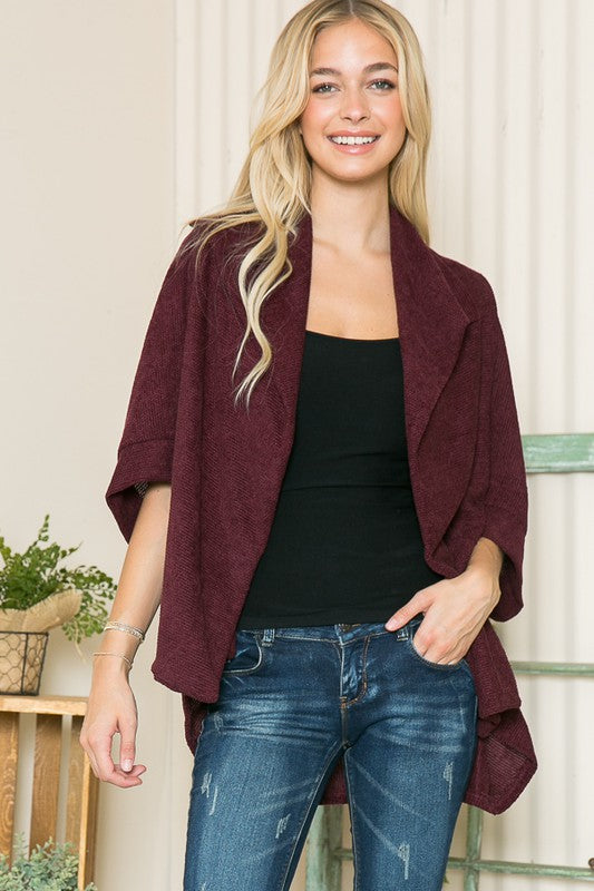 Textured Shawl Collared Sweater Cardigan