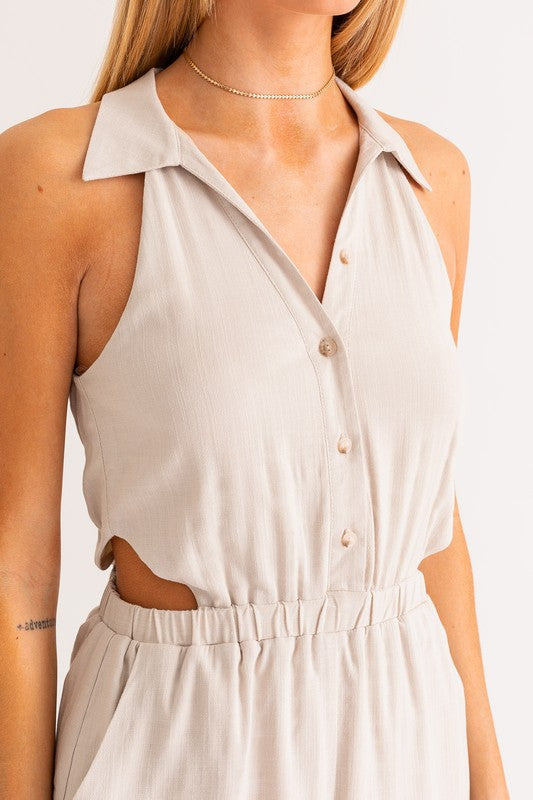 Colllared Sleeveless Romper