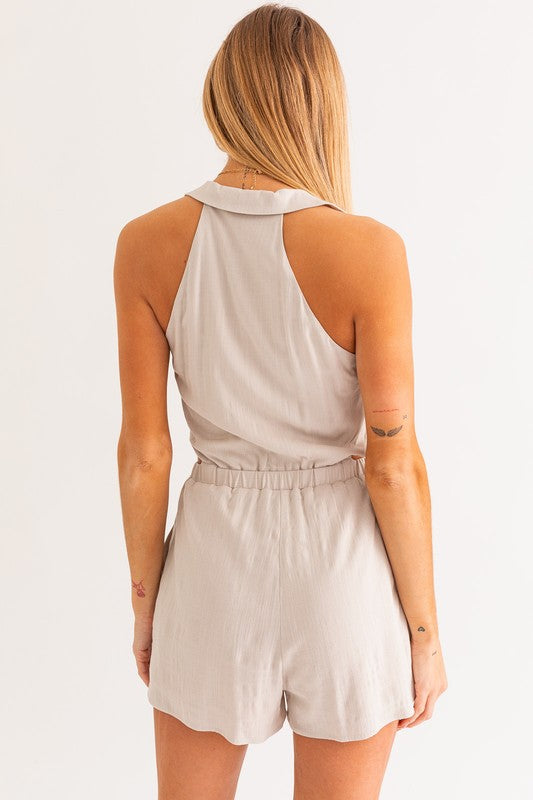 Colllared Sleeveless Romper