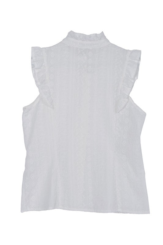 Eyelet Blouse with Ruffle