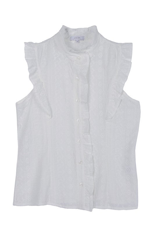 Eyelet Blouse with Ruffle