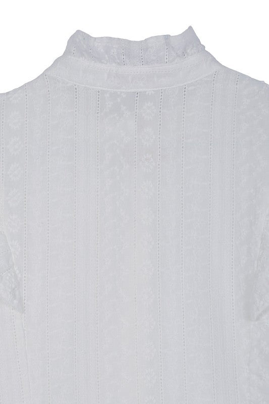 Eyelet Blouse with Ruffle