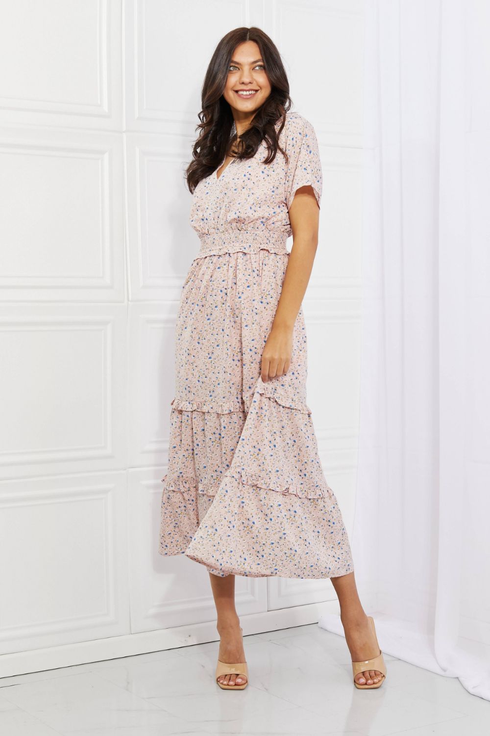 Sweet Talk Kimono Sleeve Maxi Dress in Blush