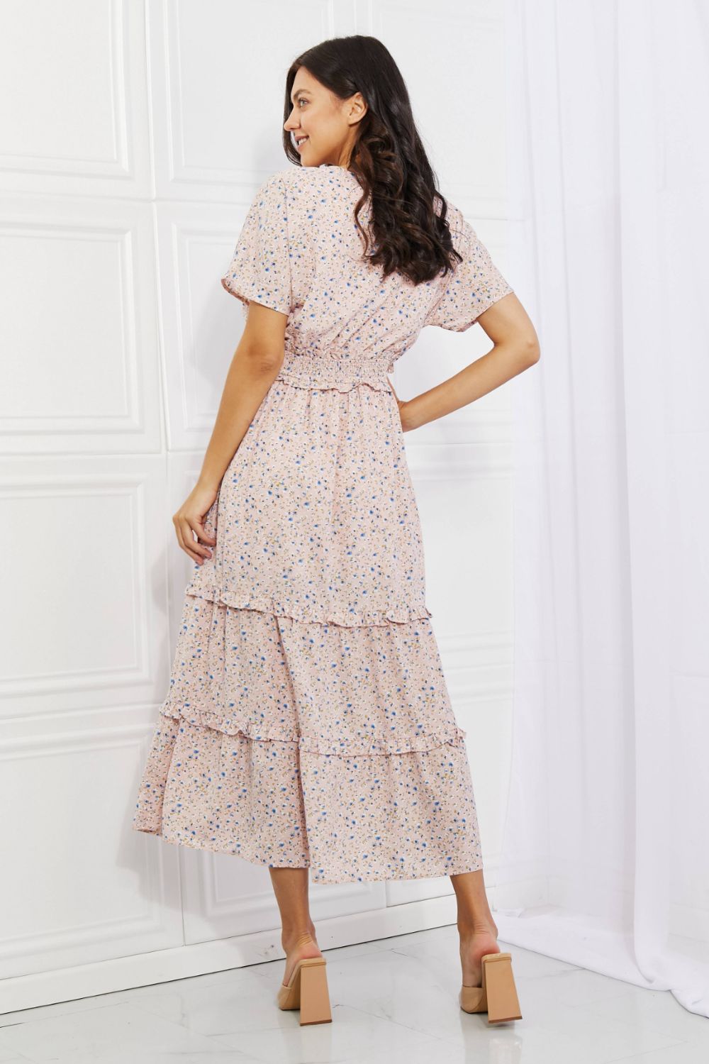 Sweet Talk Kimono Sleeve Maxi Dress in Blush