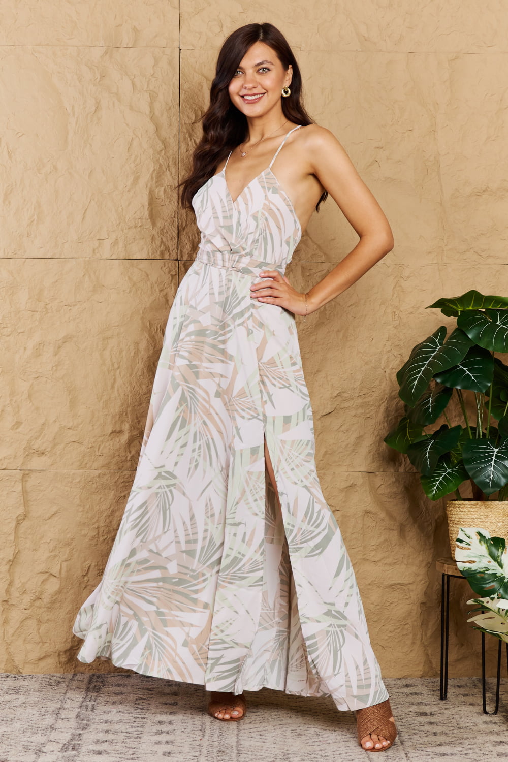 Open Cross Back Maxi Dress