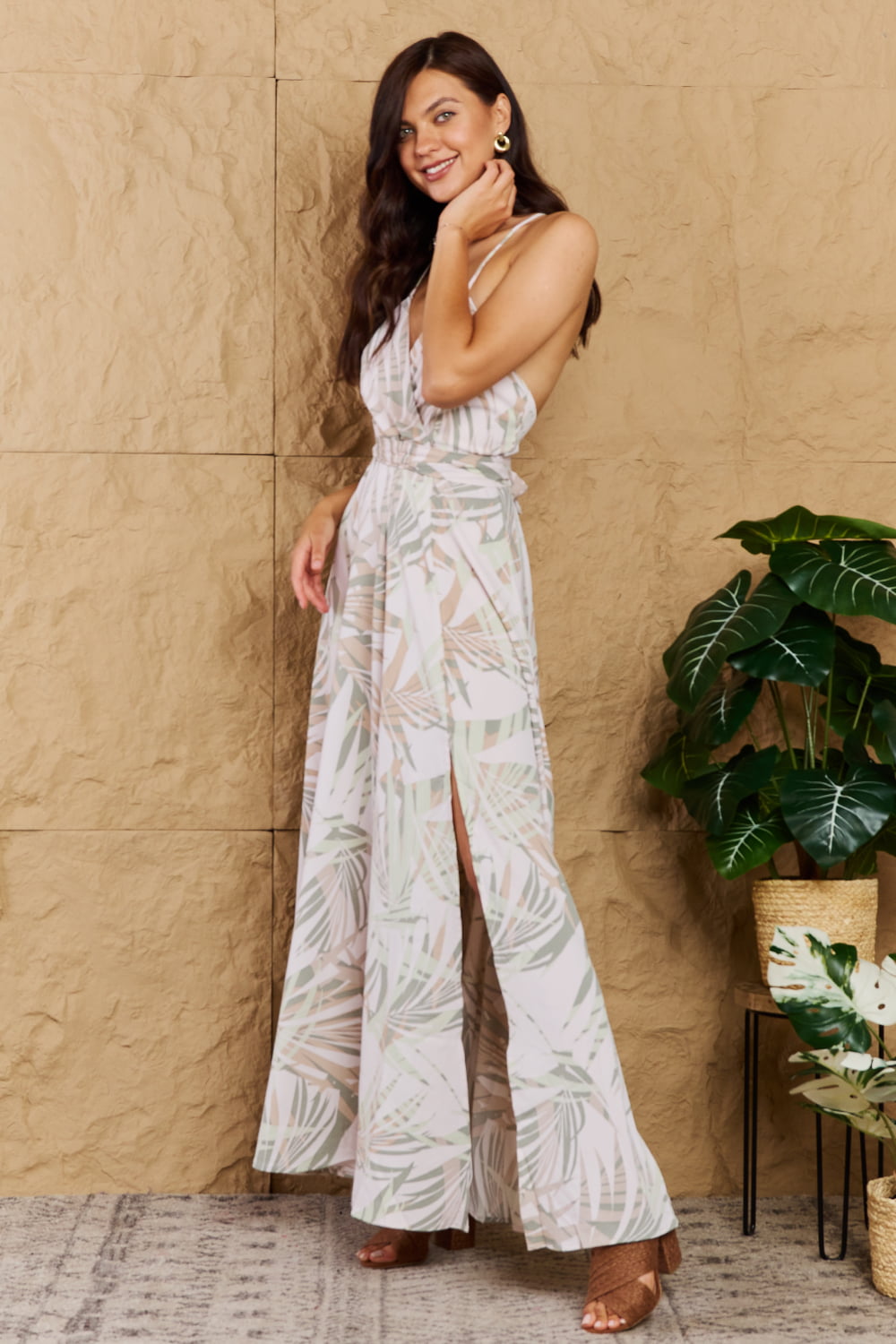 Open Cross Back Maxi Dress