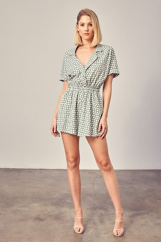 Polka Dot V-neck Romper