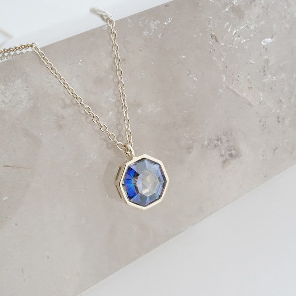 Ode to Rose Blue Crystla Necklace