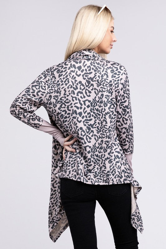 Leopard Print Open Front Cardigan